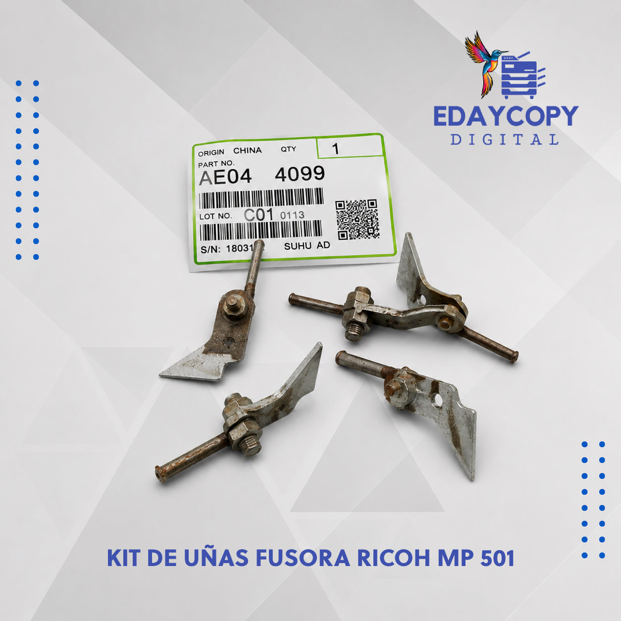 KIT DE UÑAS FUSORA RICOH MP 501 /Savin MP 501SPF / Savin MP 601SPF/ Lanier MP 501SPF / Lanier MP 601SPF